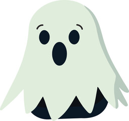Cute Surprised Ghost, Vector Art Illustration