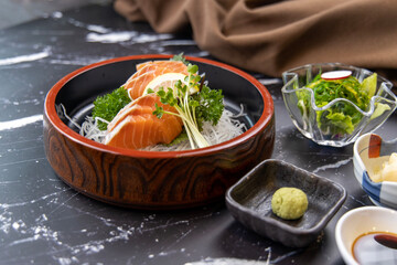 Japanese Traditional Style Salmon Sashimi