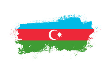 Flag of Azerbaijan country with hand drawn brush stroke vector illustration