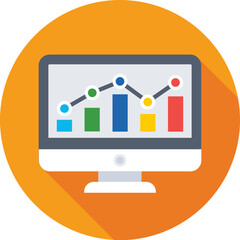 Online Graphs Colored Vector Icon 
