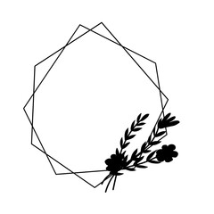 Monogram wedding frame with botanical leaf