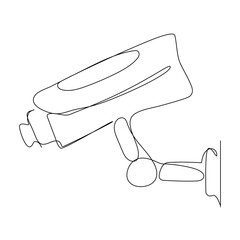Continuous line Cctv camera line icon outline vector sign, linear style pictogram isolated on white. Video Surveillance Symbol logo illustration