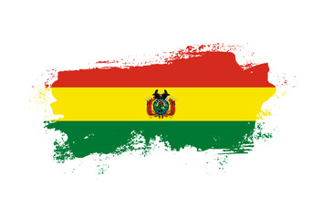 Flag of Bolivia country with hand drawn brush stroke vector illustration