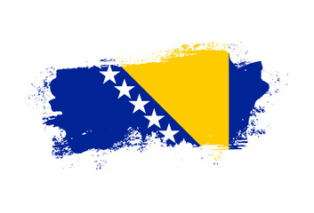 Flag of Bosnia and Herzegovina country with hand drawn brush stroke vector illustration