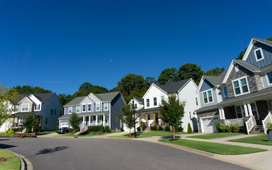 Fototapeta na wymiar Street of large suburban homes