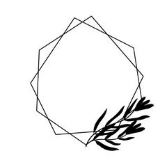 Monogram wedding frame with botanical leaf