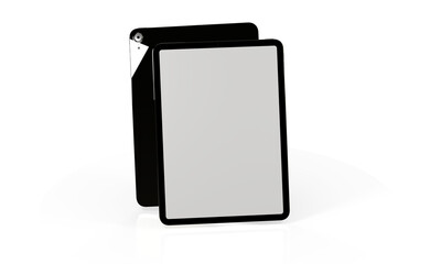 Realistic horizontal black tablet pc pad computer mockups