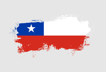 Flag of Chile country with hand drawn brush stroke vector illustration