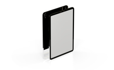 Realistic horizontal black tablet pc pad computer mockups
