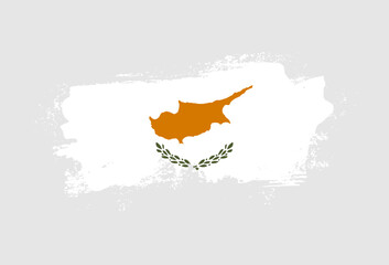 Flag of Cyprus country with hand drawn brush stroke vector illustration