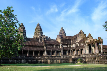 Fototapeta na wymiar Cambodia. Siem Reap Province. Angkor Wat (Temple City). A Buddhist and temple complex in Cambodia and the largest religious monument in the world