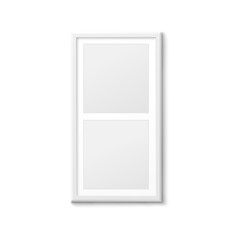 Blank vertical photo frame for two square photograph