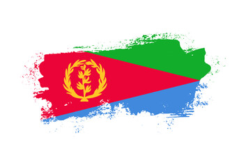 Flag of Eritrea country with hand drawn brush stroke vector illustration