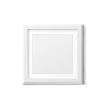 Square blank picture frame template, realistic vector illustration isolated.