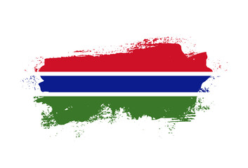 Flag of Gambia country with hand drawn brush stroke vector illustration
