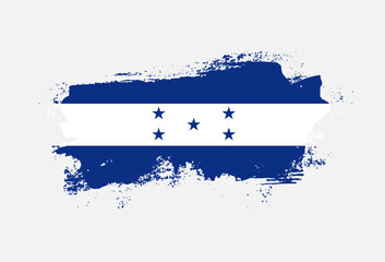 Flag of Honduras country with hand drawn brush stroke vector illustration