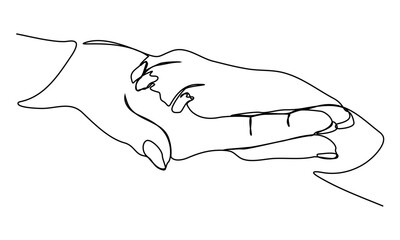 continuous line Dog hands and paws . Friendship. Illustrations, Pictures