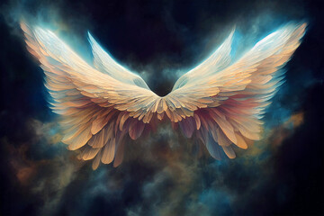 Dream like, realistic angel wings