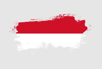Flag of Monaco country with hand drawn brush stroke vector illustration