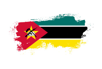 Flag of Mozambique country with hand drawn brush stroke vector illustration