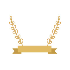Golden laurel award frame with ribbon