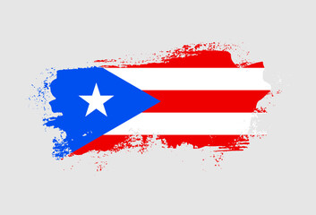 Flag of Puerto Rico country with hand drawn brush stroke vector illustration