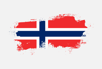 Flag of Norway country with hand drawn brush stroke vector illustration