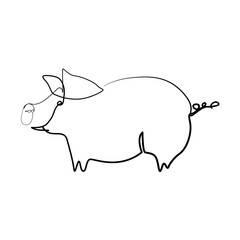 continuous line drawing of cute pig vector illustration simple concept zodiac pig.