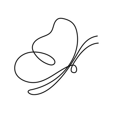 continuous line drawing of butterflies For logos or vector illustration decorative elements of animal shapes in modern outline style.