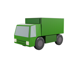 Green freight truck. 3D rendering