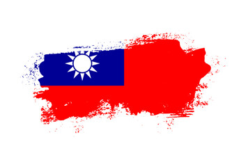 Flag of Taiwan country with hand drawn brush stroke vector illustration