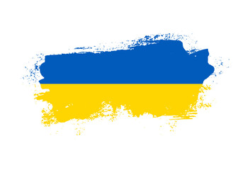 Flag of Ukraine country with hand drawn brush stroke vector illustration