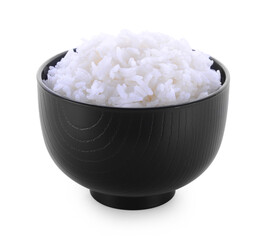 rice in bowl isolated on white background.