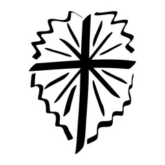 shining christmas star like a cross surrounded by light, black abstract pattern on a white background