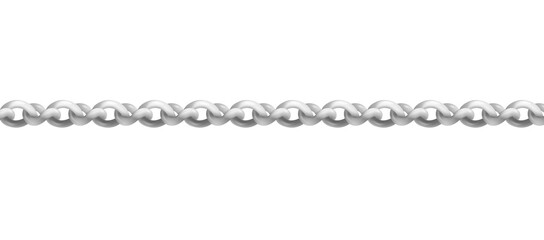 Silver necklace chain in straight line - realistic jewelry illustration