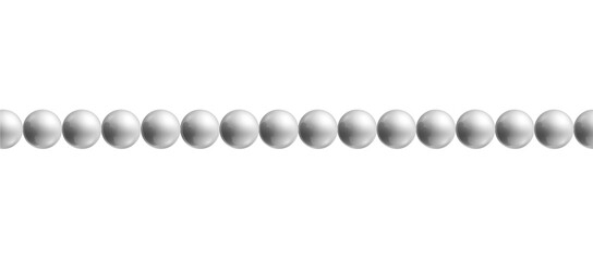 Silver metallic chain with ball links realistic vector illustration isolated.