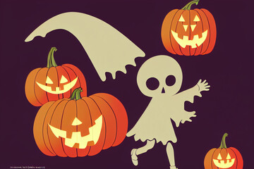 Fototapeta premium Halloween pumpkin ghost design