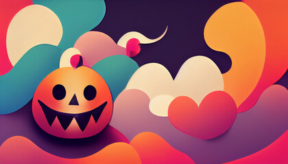 Naklejka premium Multicolor abstract pumpkin hallowen design