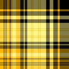 Seamless pattern in excellent yellow and black colors for plaid, fabric, textile, clothes, tablecloth and other things. Vector image.