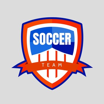 Composition of logo with soccer team text on grey background