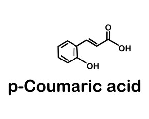 Chemical structure of p-coumaric acid. Vector illustration. p-Coumaric acid is an organic compound with the formula HOC6H4CH=HCO2H. 