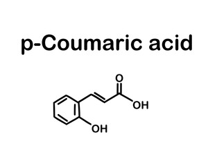 Chemical structure of p-coumaric acid. Vector illustration. p-Coumaric acid is an organic compound with the formula HOC6H4CH=HCO2H. 