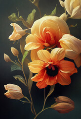 Fototapeta na wymiar Illustration of a landscape with flowers