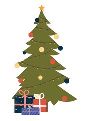 simple Christmas tree with gifts