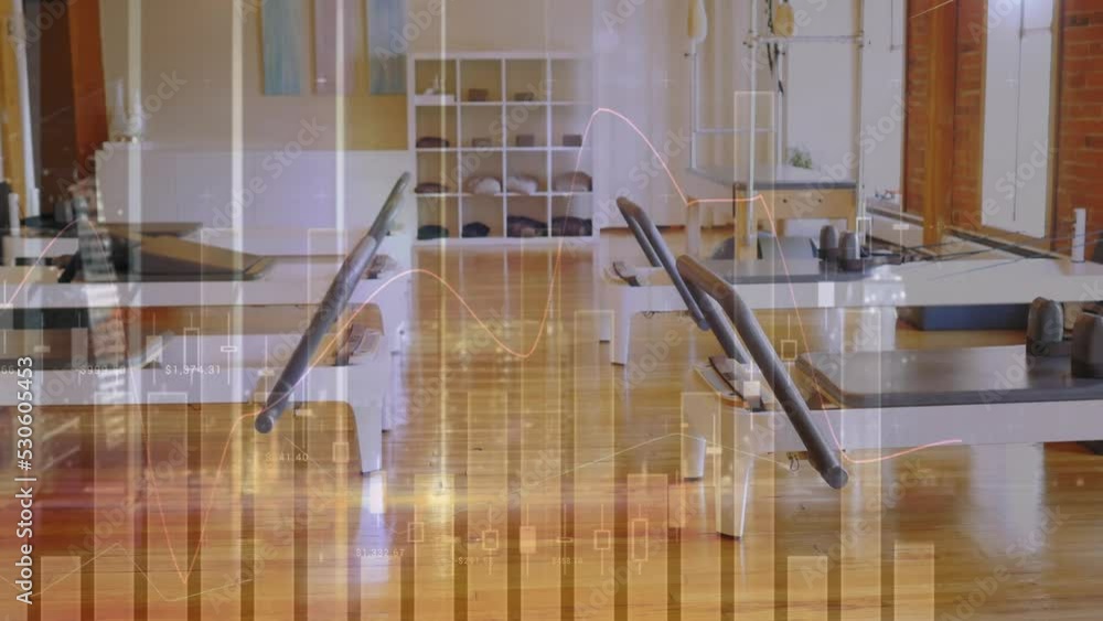 Poster animation of data processing over empty gym