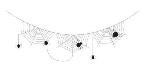 Spider web bunting. Halloween spiderweb vector illustration. Cobweb festive garland.