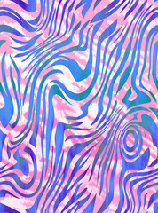 Abstract Psychedelic Zebra Stripes Brush Details Pastel Colors Seamless Pattern Ombre Style Trendy Fashion Colors Perfect for Allover Fabric Print or Wrapping Paper