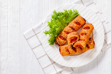 chorizo and semi-dried tomato puff pastry rolls
