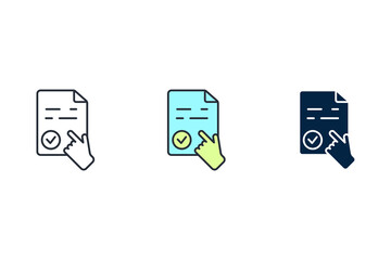 Hand clicking book line icon. Simple element illustration. Hand clicking book concept outline symbol design.