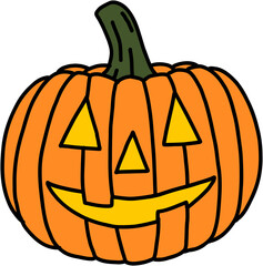 simplicity halloween pumpkin freehand drawing flat design